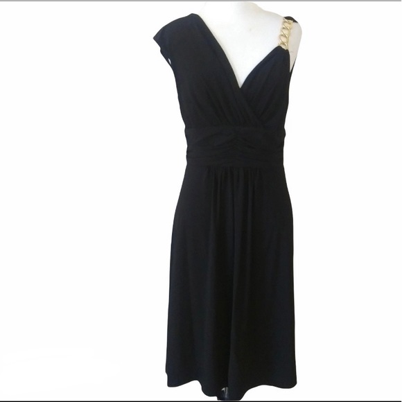 RONNI NICOLE gold chain detail sleeveless black dress women Size 8 - Picture 4 of 10